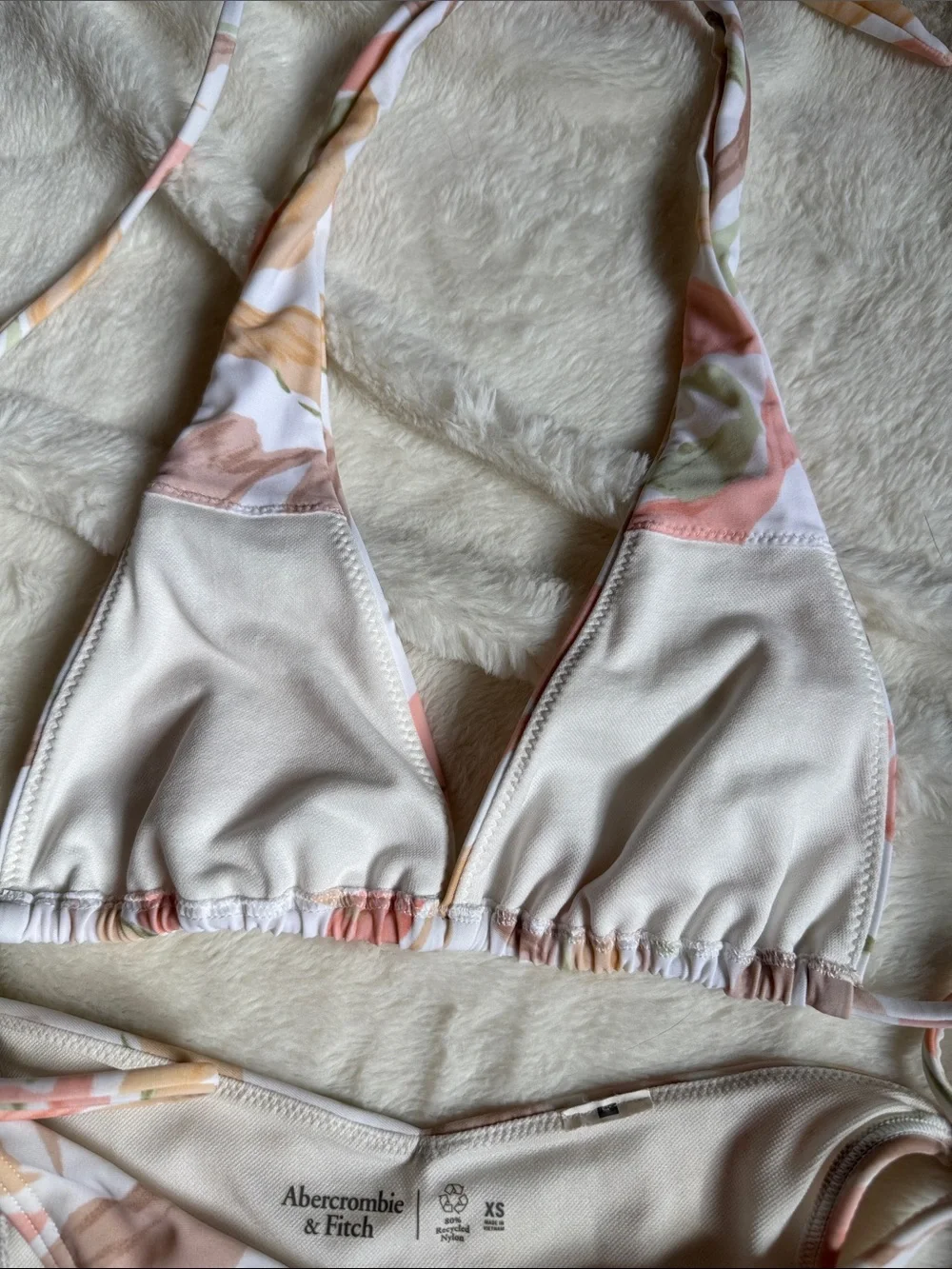 Abercrombie & Fitch Pink White Floral Side Tie Multiway Bikini Matching Set - Picture 4 of 7